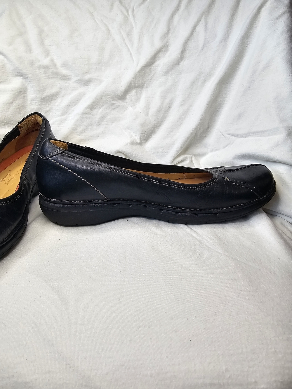 Y2K Clarks Unstructured Flat Shoes Rosily Brown Ballet Leather Loafer Slip On - Picture 6 of 16